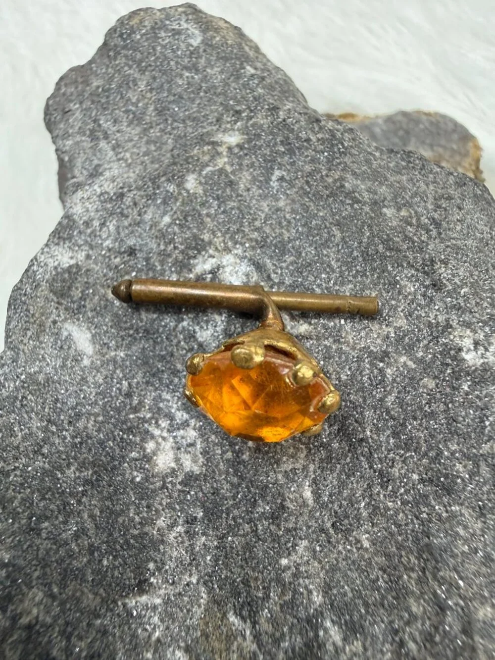 Single Antique Topaz Glass Rhinestone Button Stud Shirt Stud